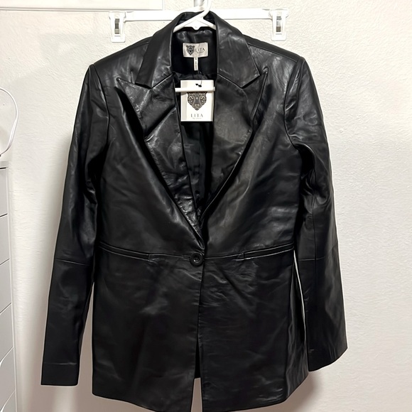 Revolve Lita by Ciara Lamb Leather Black Blaxer XS.  New with tags $498 retail - Picture 5 of 16